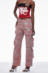 Caridad Baskılı Ağartılmış Kargo Pantolon